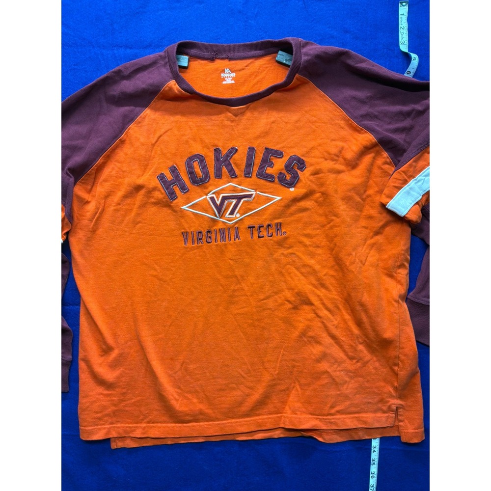 Knights Apparel Virginia Tech Hokies Men 2XL Orange Maroon Long Sleeve Shirt
